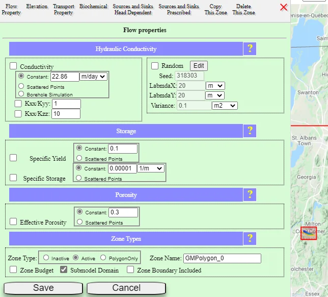 Submodel zone for the 2nd geologic layer of the model.