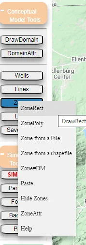 A rectangular zone drawn within a parent model, marking the region that will become a nested submodel