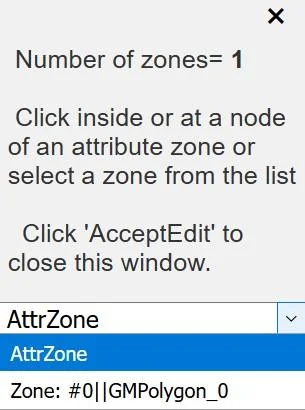 The Zone Attributes dialog configured for a lake with Two-way Head Dependent selected, showing stage specification options including constant value and TopE (from DEM)
