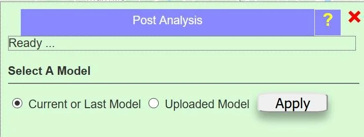 Selection of model results for presentation of transient results, showing options for hydrographs, animations, and specific time points