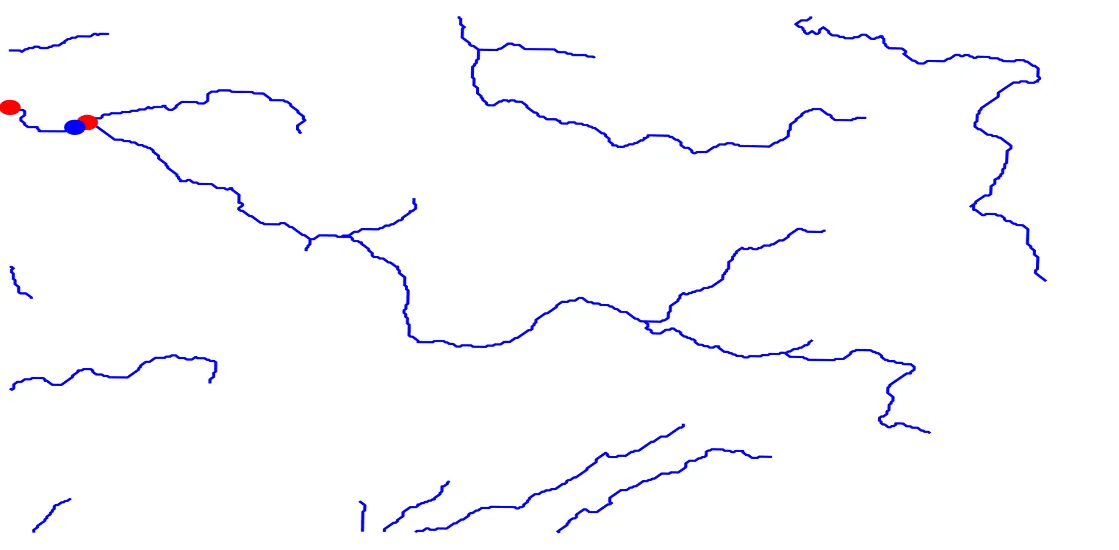 Auto-snapped outlets on the stream network