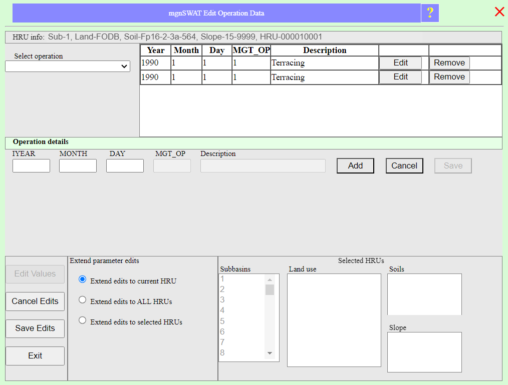 Edit chemical soil data Edit chemical soil data