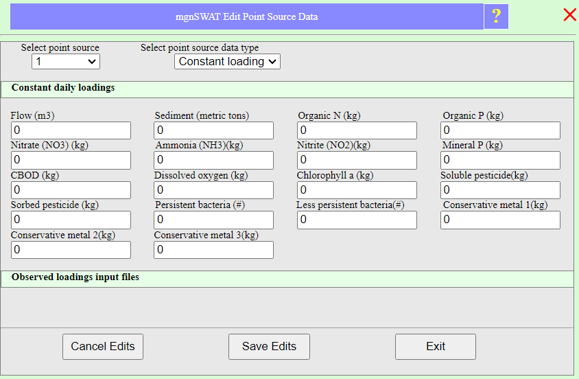 Edit point sources Edit point sources